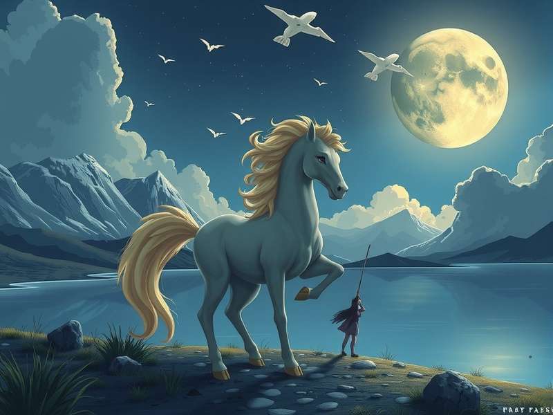 A vibrant, customised Ponyta character standing in a colourful Pony Town landscape