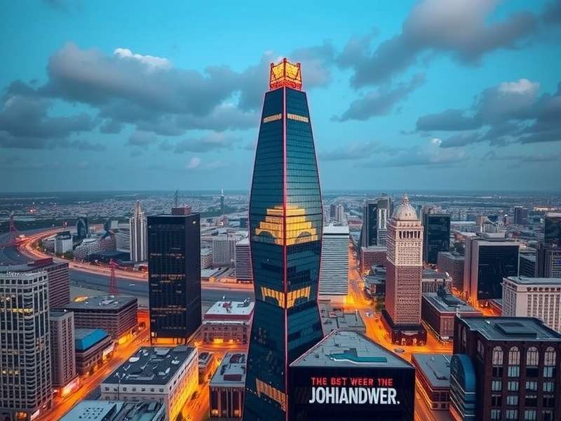 Ponte Tower in Johannesburg with a pony town themed overlay