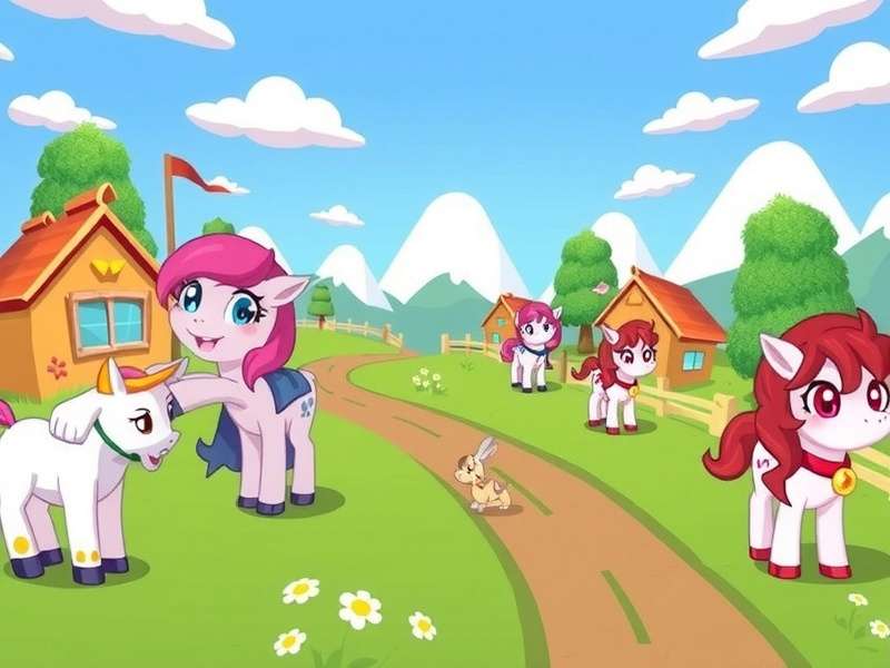 Pony Town Game main screen showing colorful pony characters
