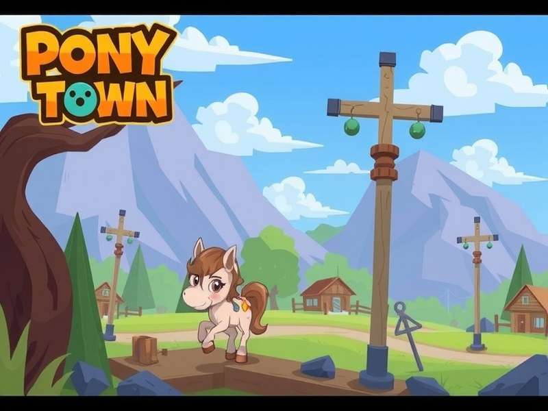 A vibrant map showing various Pony Town custom servers and player hubs