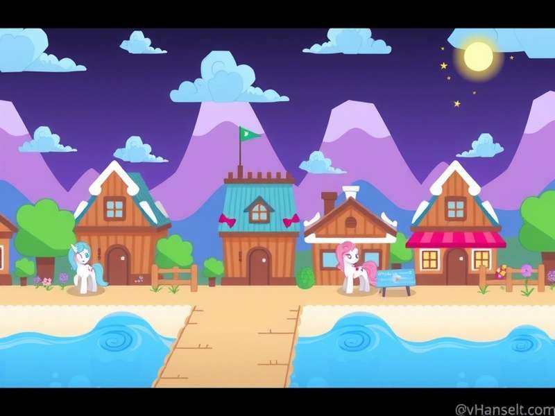 Vibrant scene from the Miku Pony Town custom server showing colourful pony avatars in a concert setting