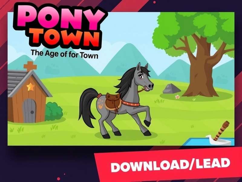 A vibrant digital pony character on a laptop screen showcasing Pony Town's colourful art style