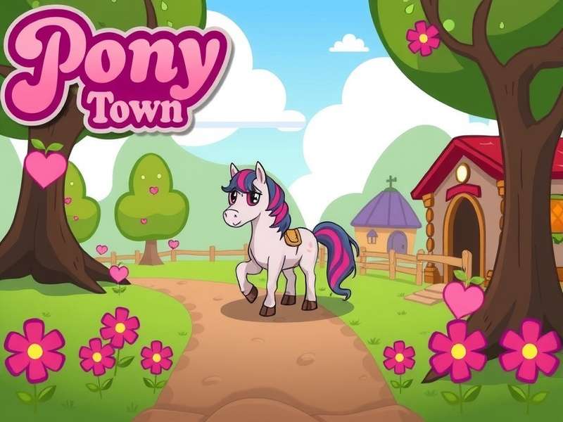 Pony Town custom island with detailed decorations and ponies