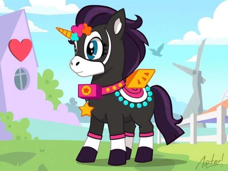 A scene showing a detailed, motherly pony character guiding a simpler newbie pony through design options in Pony Town.