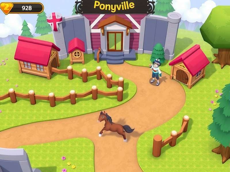 Vibrant Pony Town landscape showcasing colourful pony avatars and customisable environments