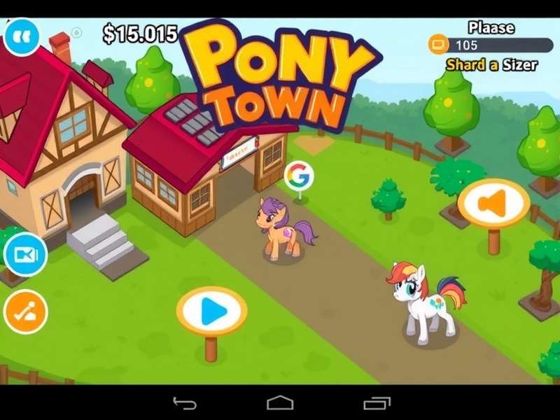 Pony Town game screenshot showing colorful ponies in a vibrant world