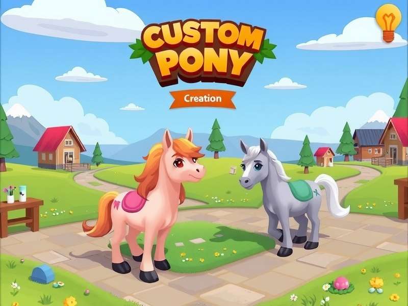 A vibrant custom Pony Town server showing diverse player skins and a custom-built castle