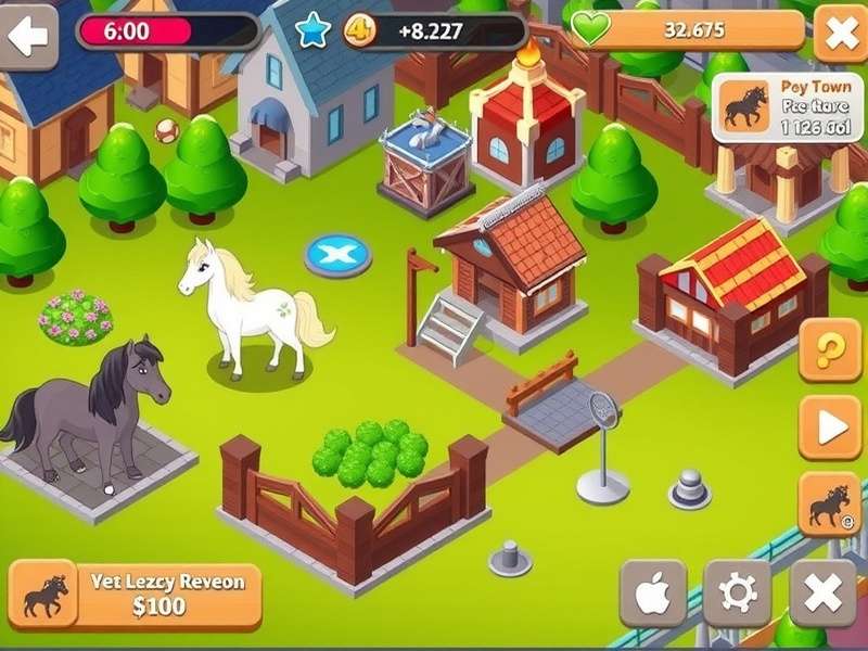 Screenshot of a vibrant fantasy pony game world with castles and magic