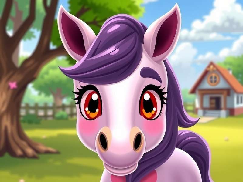 A colourful pony character with expressive face customisation in Pony Town