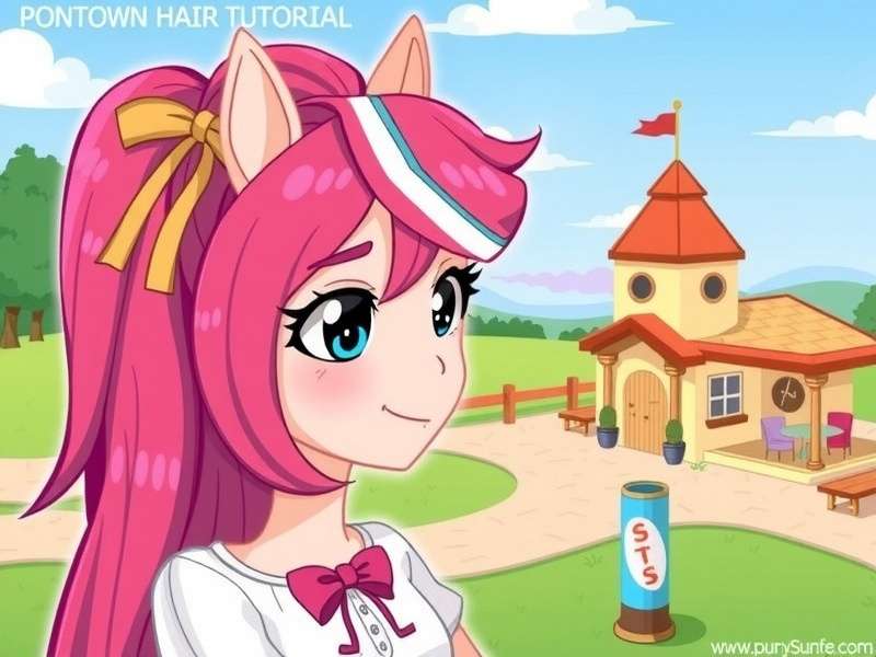 Pony Town character with elaborate rainbow hair showing advanced styling techniques