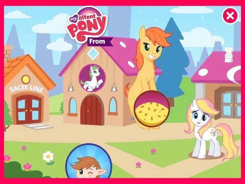 A vibrant collage of different Pony Town game modes showing social hubs, racing tracks, and fantasy realms