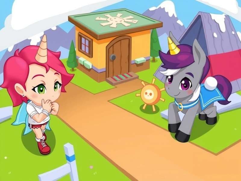 Pony Town game world with colourful ponies and a vibrant meadow landscape
