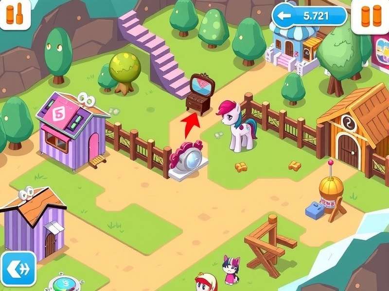 Pony Town Game gameplay showing pony characters exploring a magical forest