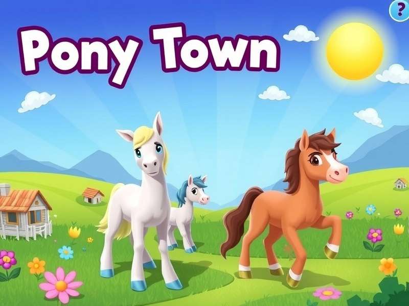 Collection of colourful custom Pony Town skins including unicorn, pastel, and seasonal designs
