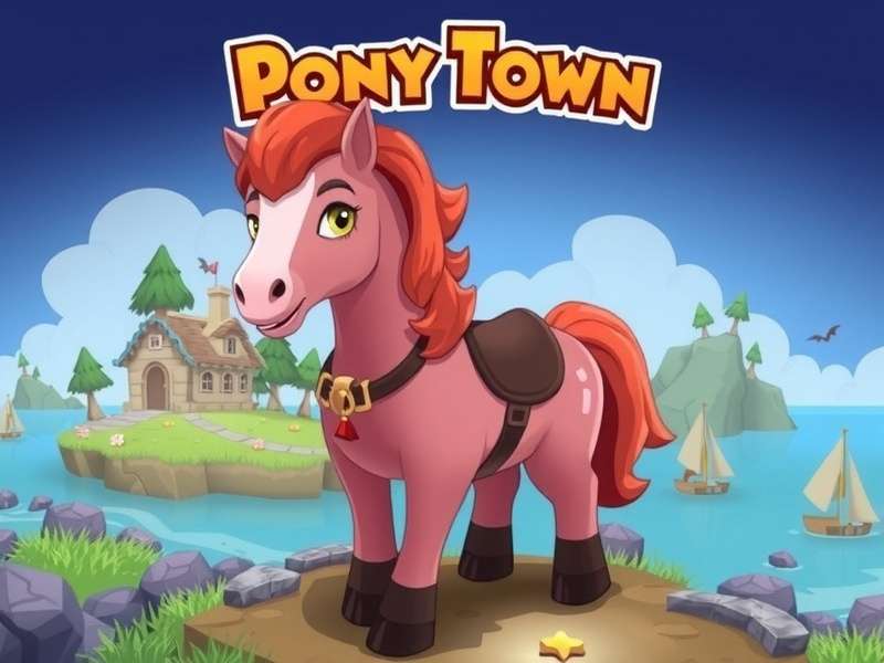 Pony Town Online hero banner showing colourful pony characters and a magical town