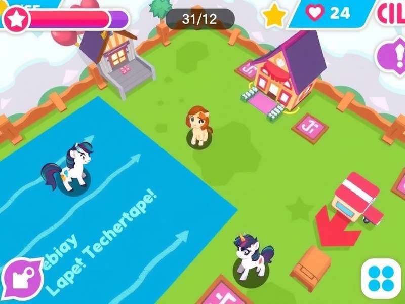 Pony Town game running on an iPhone screen showing a colourful pony character in a meadow