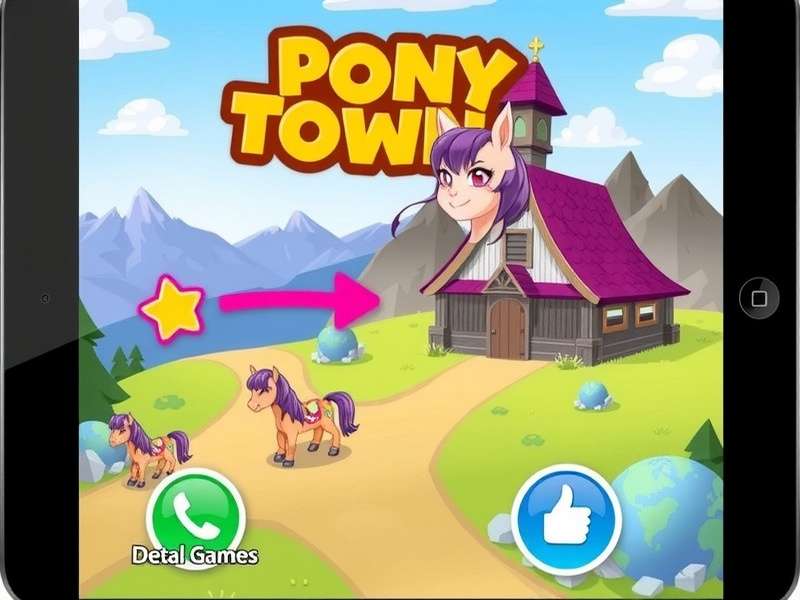 Pony Town game running on an iPad with colourful ponies and magical landscape
