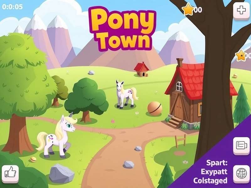 Colourful pony characters exploring a vibrant pixel-art meadow in Pony Town game
