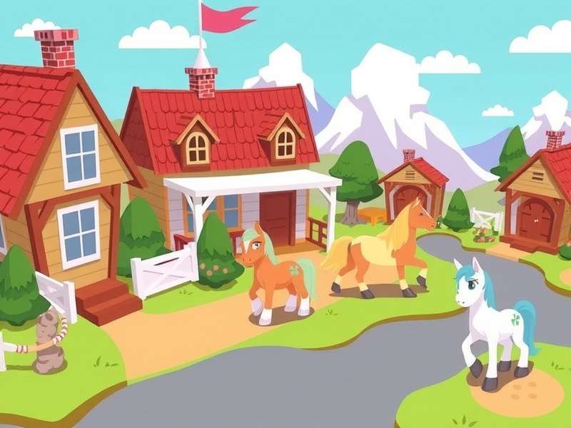 A vibrant collage of Pony Town custom server gameplay, featuring unique skins and custom maps.