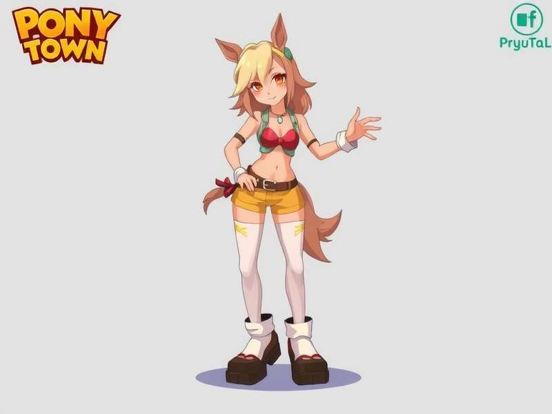 A vibrant collection of Pony Town outfits showing diverse customisation styles, colours, and accessories.