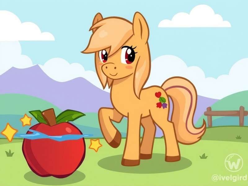 Applejack character created in Pony Town with orange coat, blonde mane and signature cowboy hat
