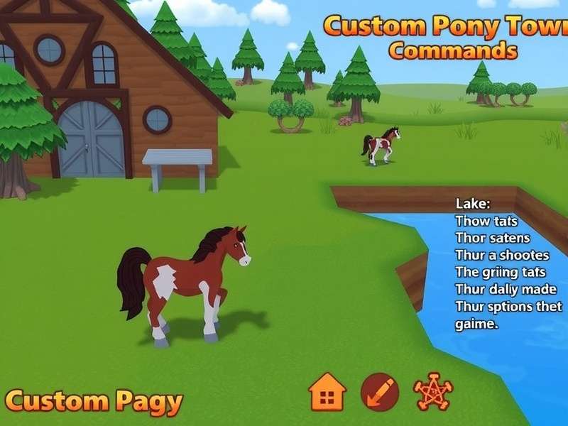 Pony Town custom server commands dashboard showing admin panel with command list and player activity